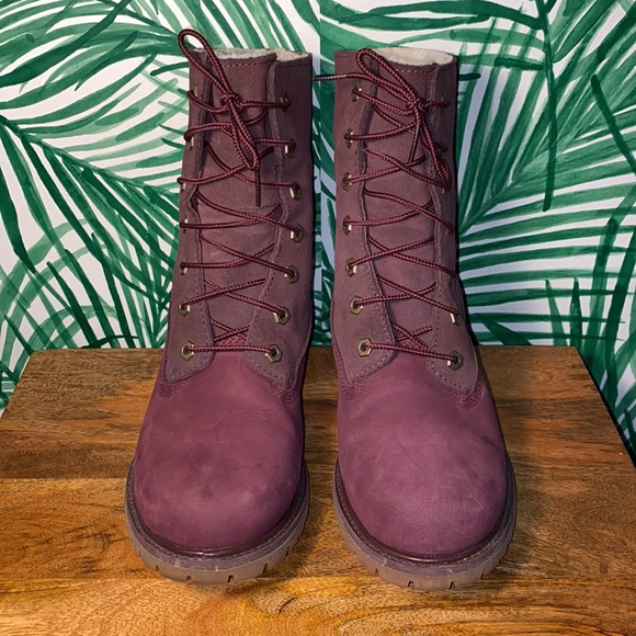 Timberland Jayne Burgundy Suede Primaloft Boots Women’s 8.5 - Picture 2 of 13